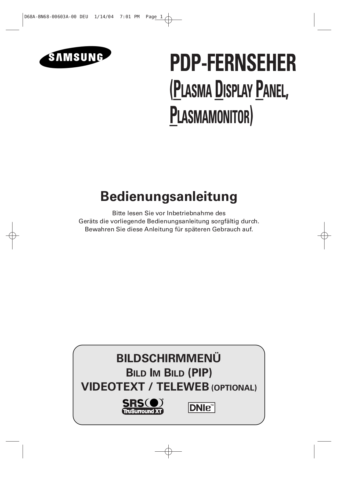 Samsung PS-42P4A User Manual