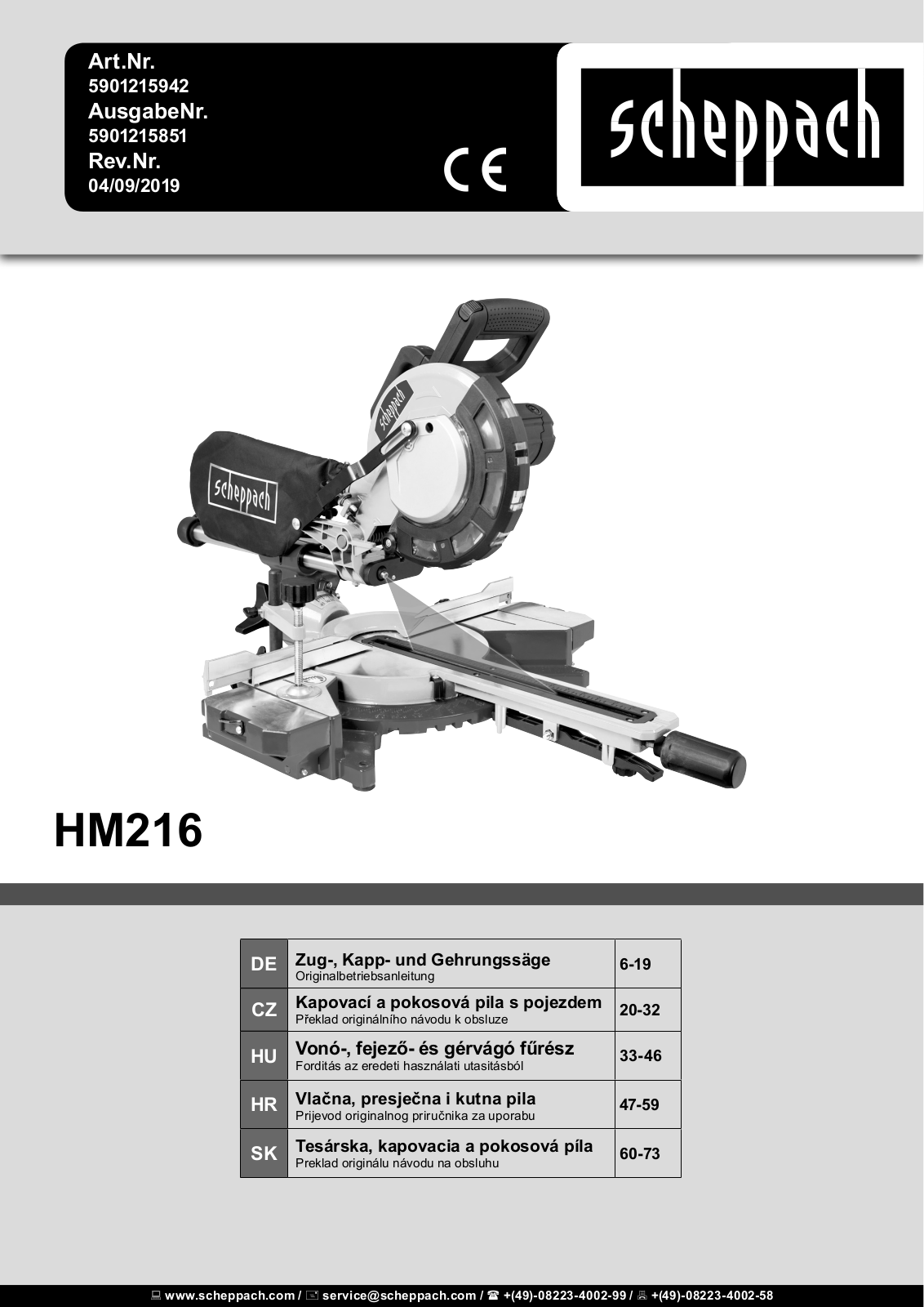 Scheppach HM 216 User Manual