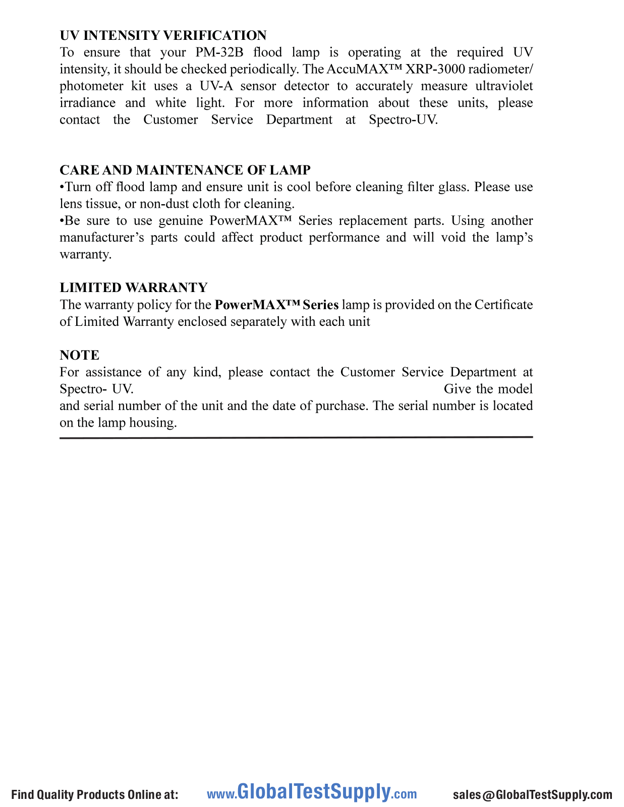 Spectro-UV PM-32B User manual - ManualMachine.com