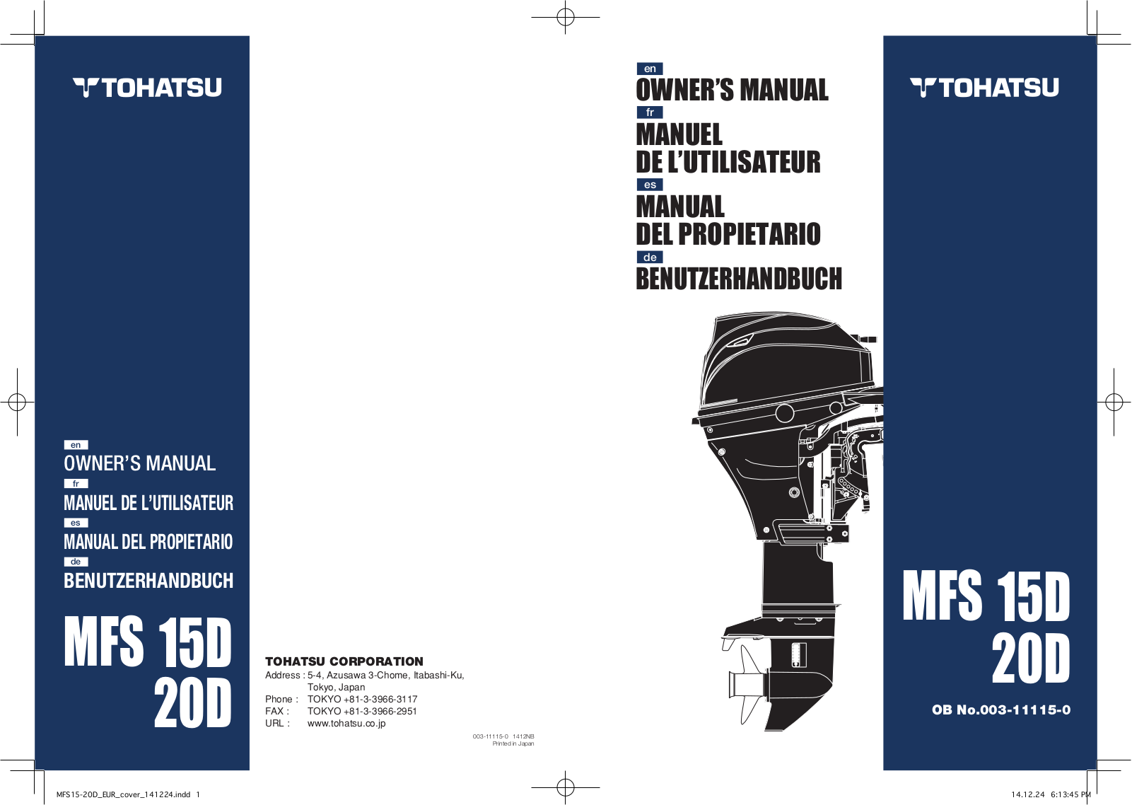 TOHATSU MFS 20d, MFS 25d Owner's Manual