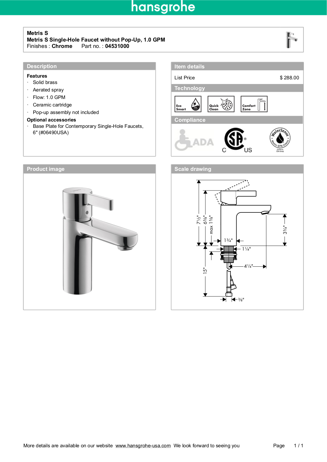 Hansgrohe HAN3635 Specifications - ManualMachine.com