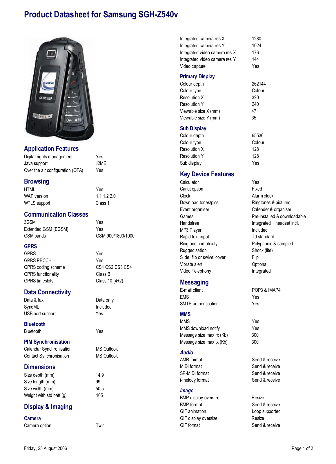 Samsung SGH-Z540 User Manual