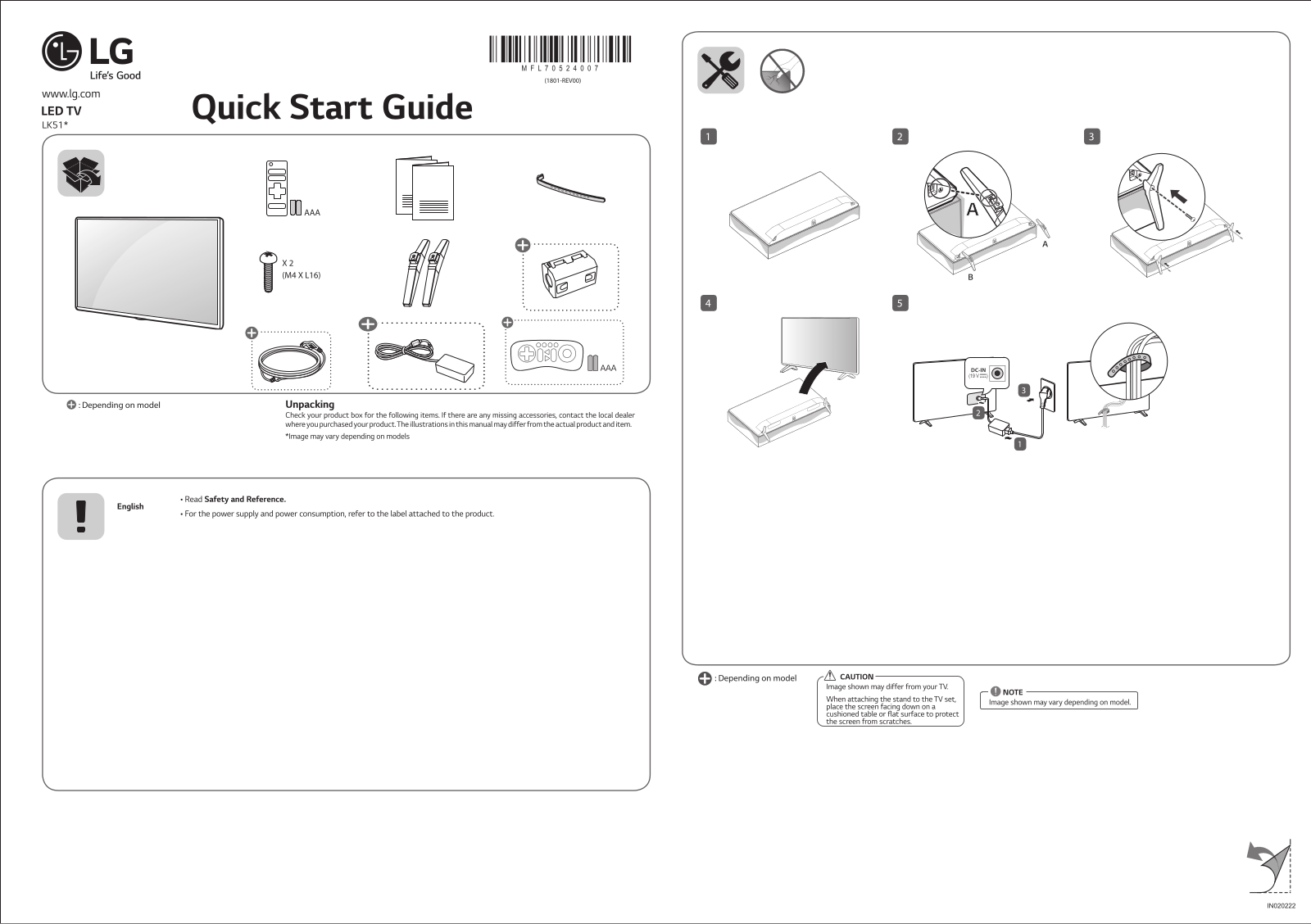 LG 32LK510BPTA QUICK SETUP GUIDE