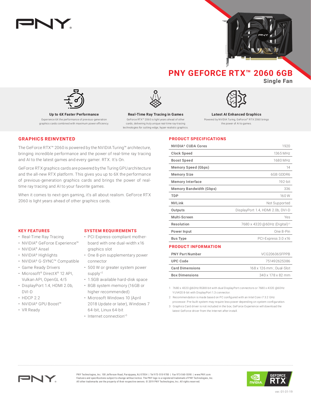 PNY VCG20606SFPPB Product Data Sheet