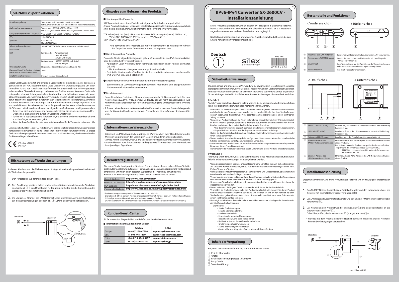 Silex Technology SX-2600CV Setup guide