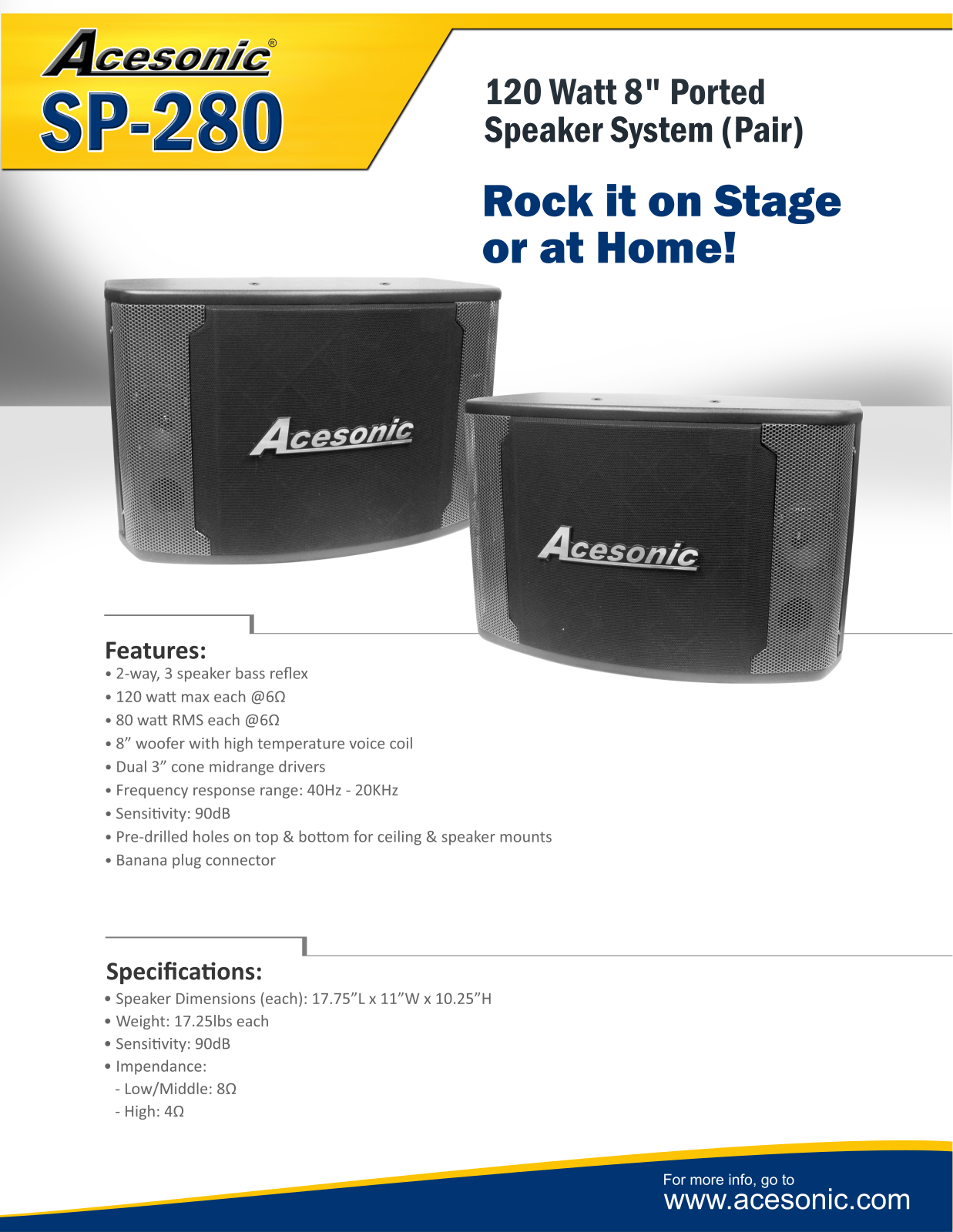 Acesonic SP-280 Datasheet