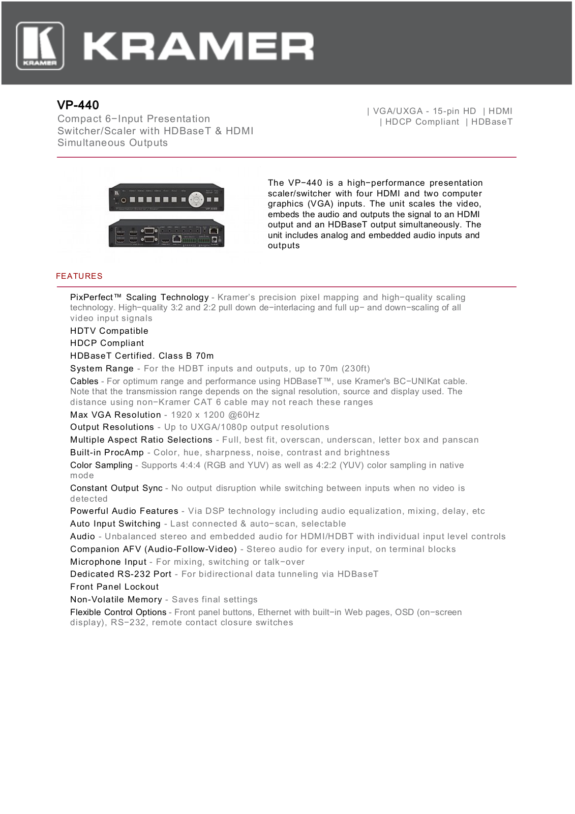 Kramer VP-440 User Manual