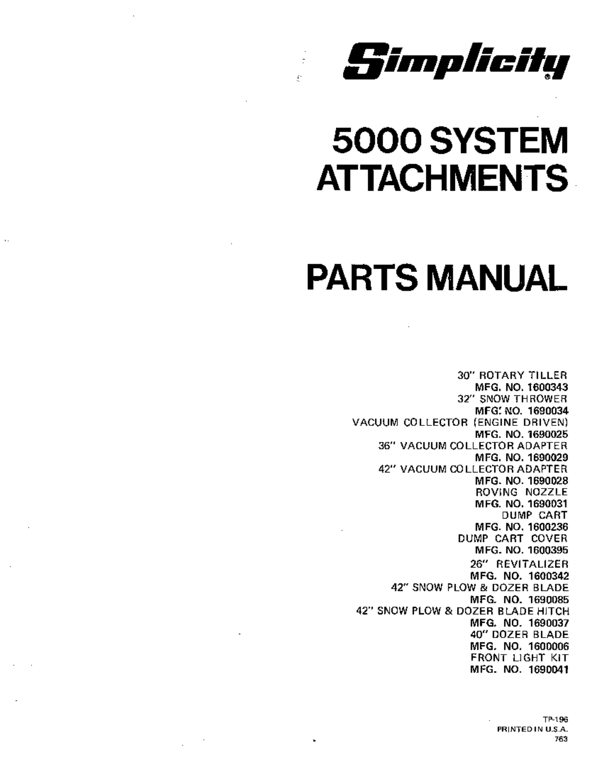 Simplicity 1600342, 1690085, 1690034, 1690041, 1690028 User Manual