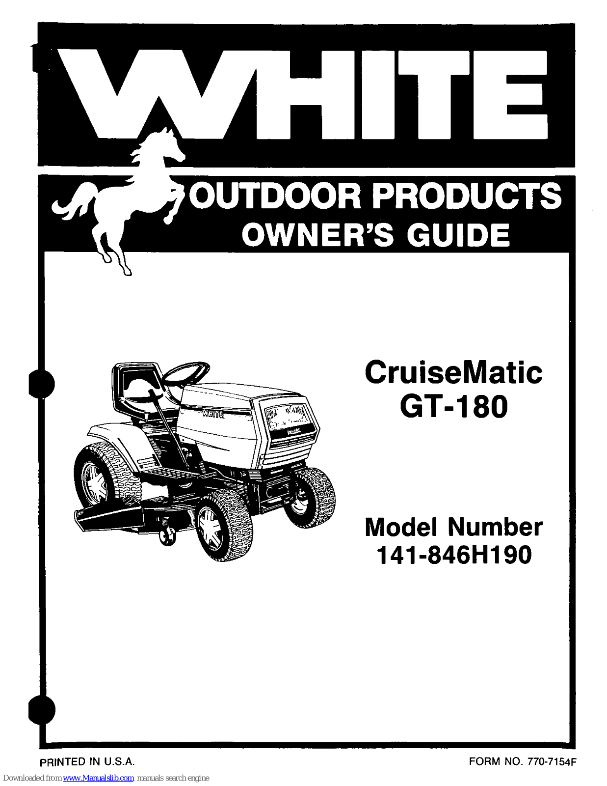 White Outdoor GT-180 Owner's Manual