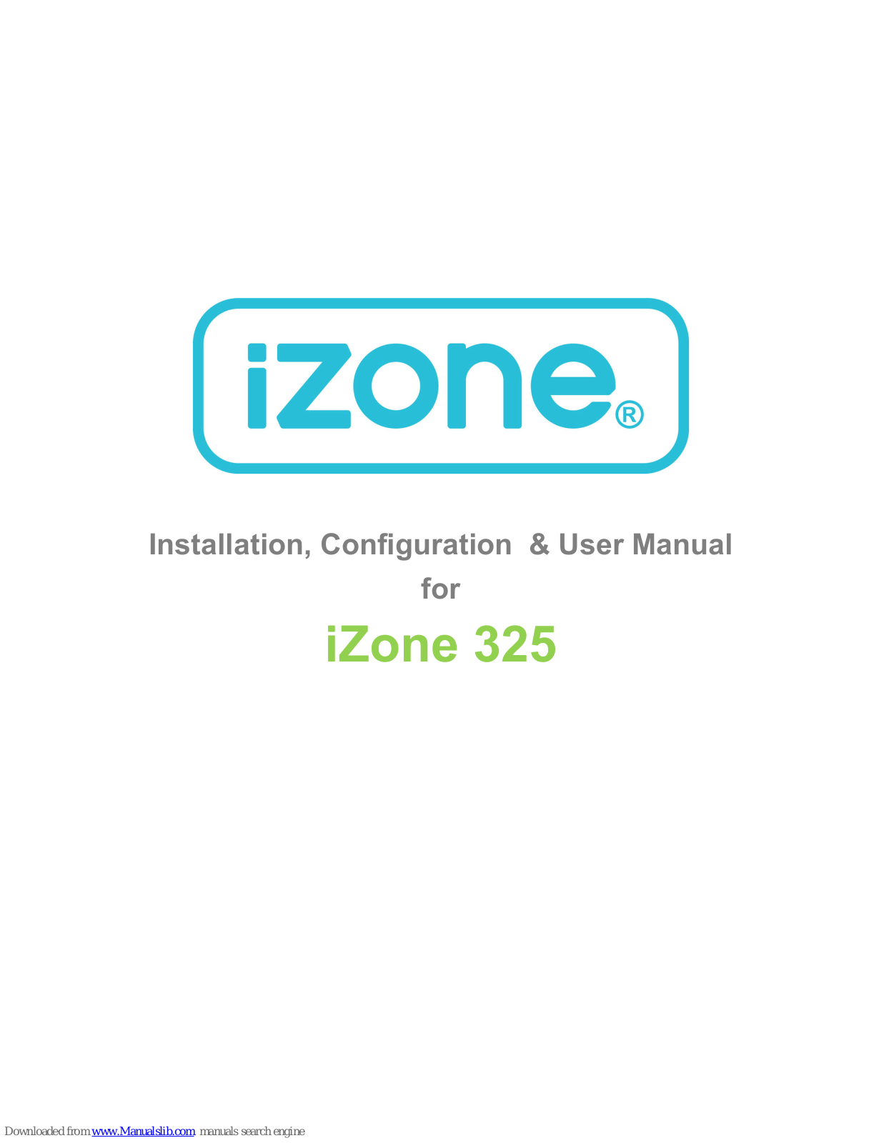 iZone 325 Installation, Configuration & User Manual