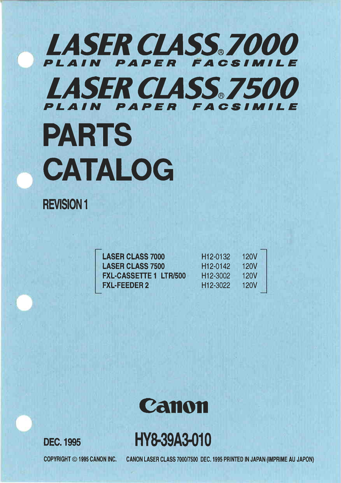 Canon 7000, 7500 PARTS CATALOG