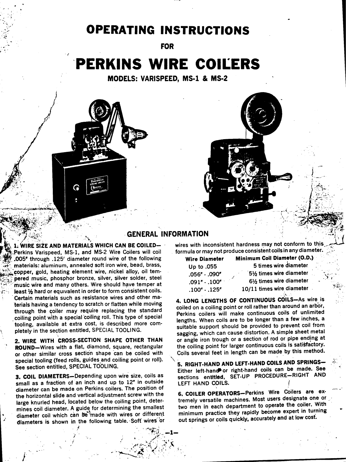 Perkins Varispeed, MS-1 Operating Instructions - ManualMachine.com
