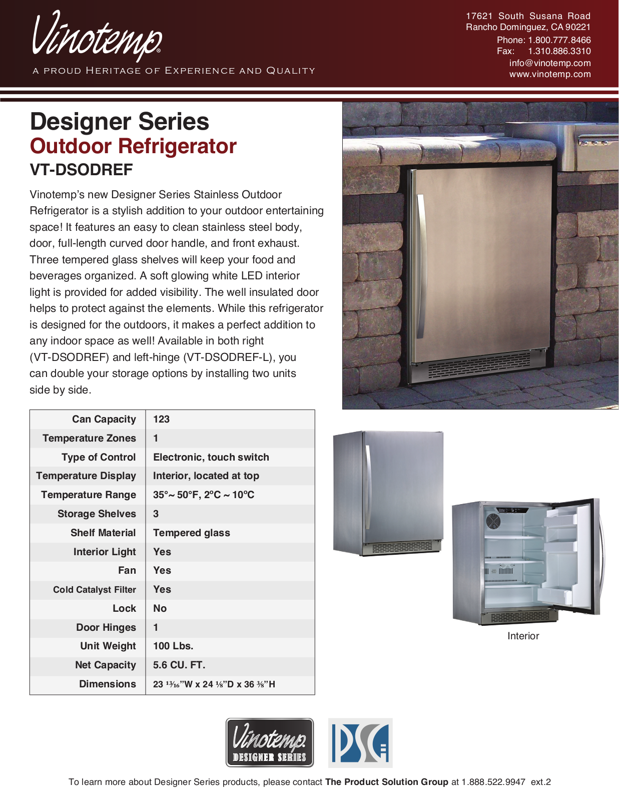 Vinotemp VTDSODREF Specifications - ManualMachine.com