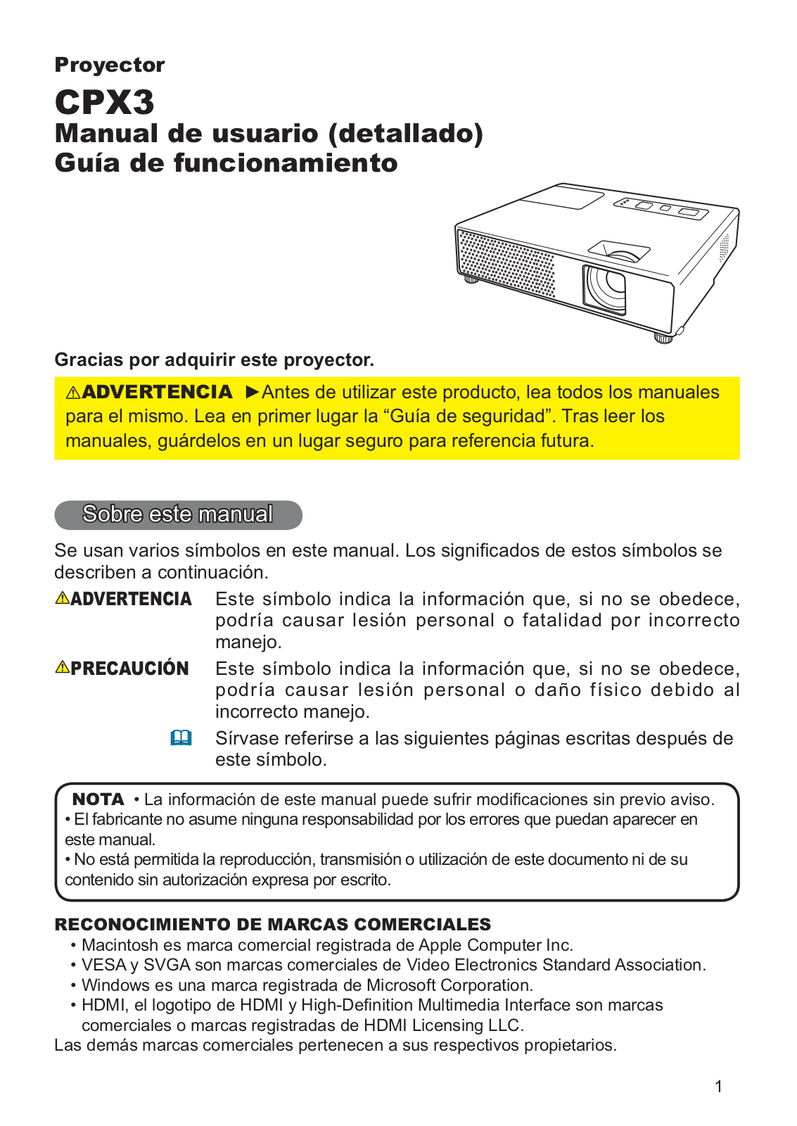 Hitachi CP-X3WF User Manual