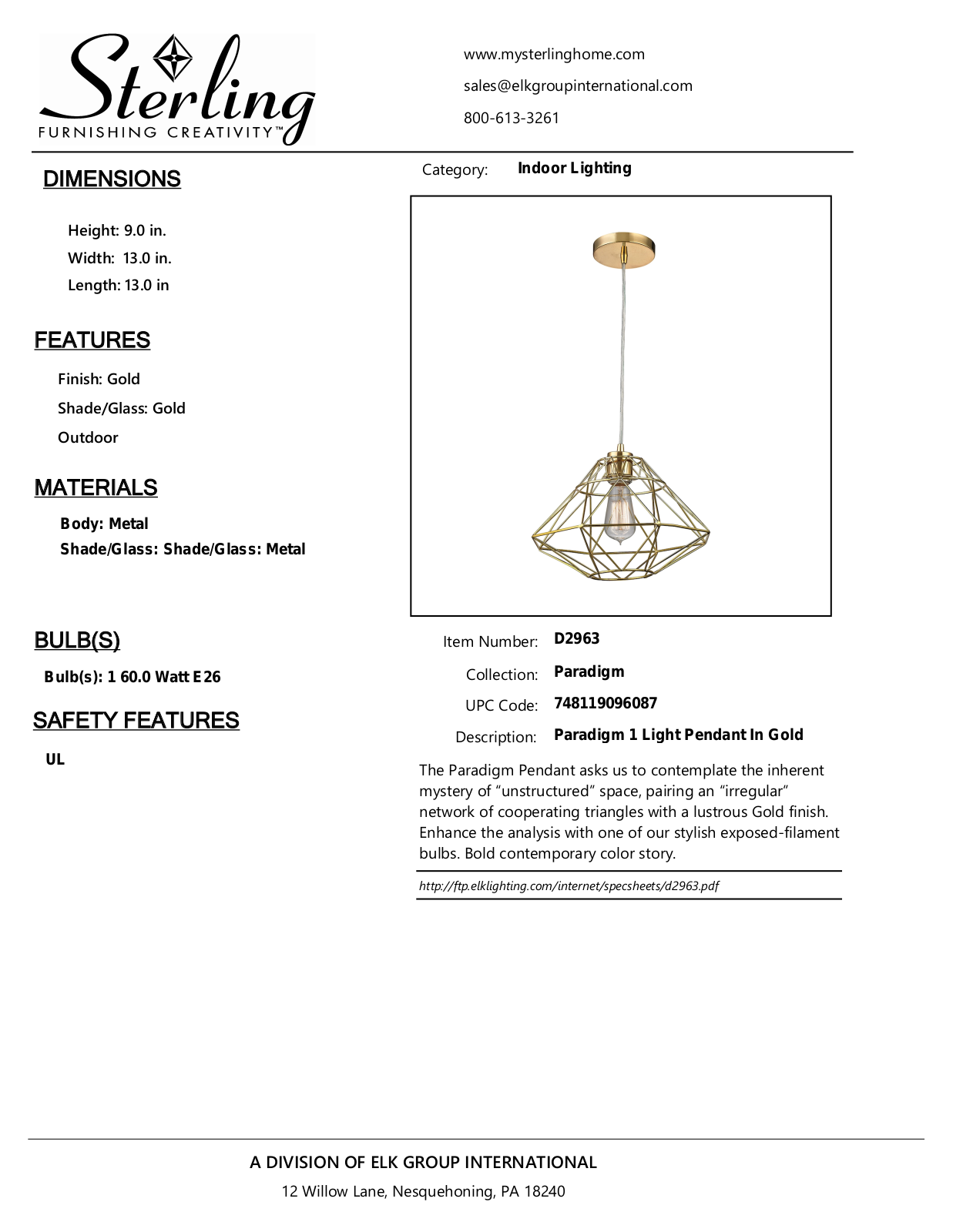 ELK Home D2963 User Manual