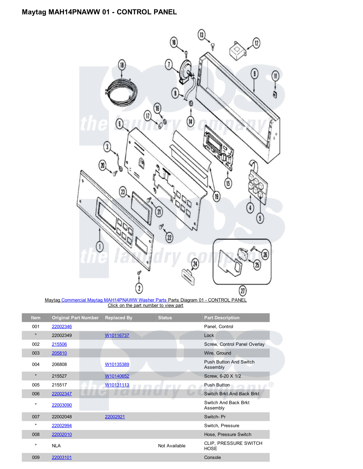 Maytag MAH14PNAWW Parts Diagram