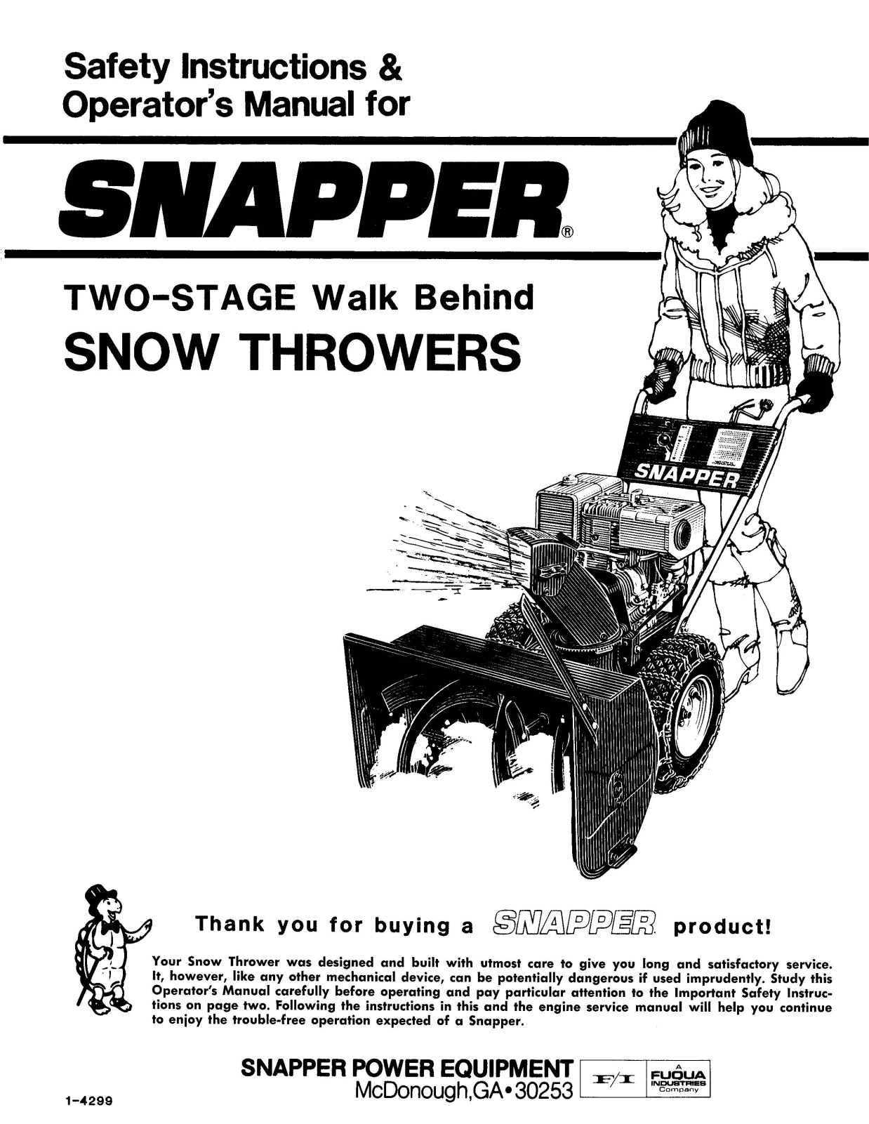 Snapper 1-4299 User Manual