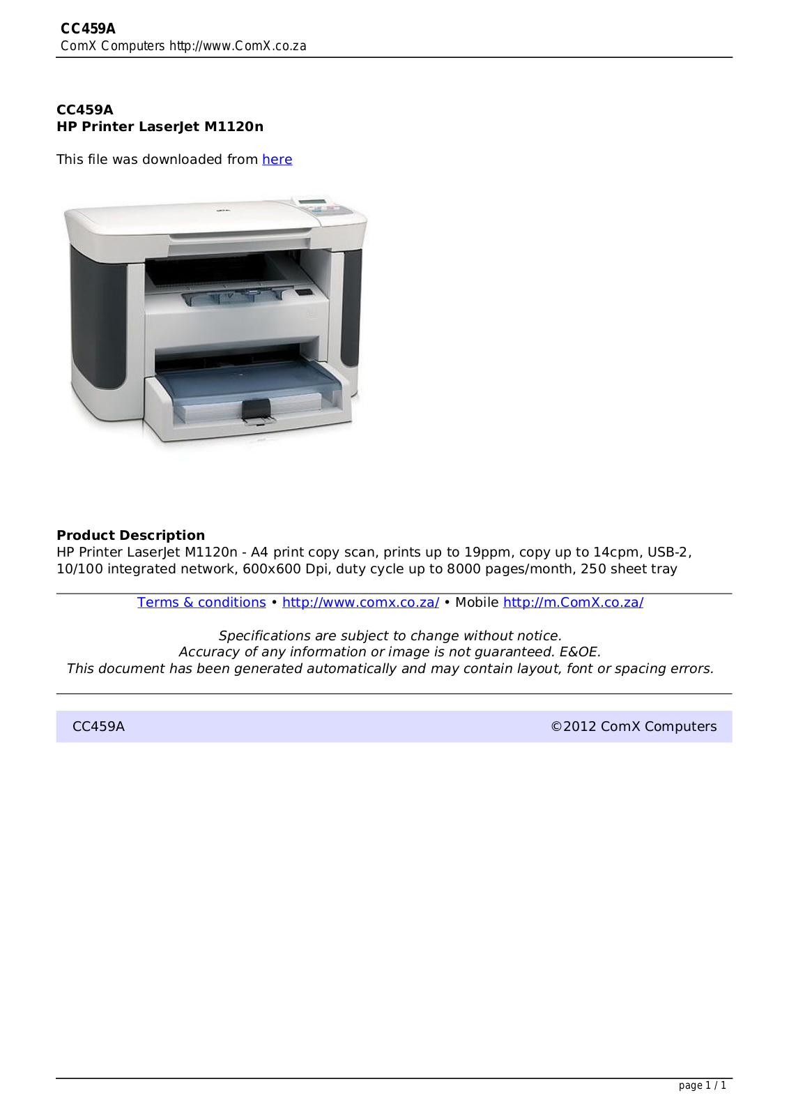 HP LASERJET M1120N User Manual