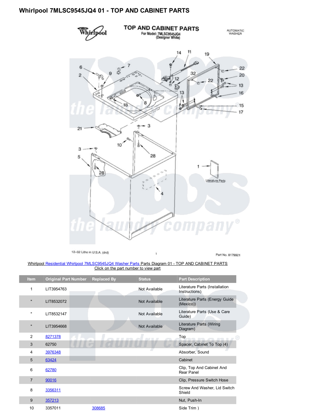 Whirlpool 7MLSC9545JQ4 Parts Diagram