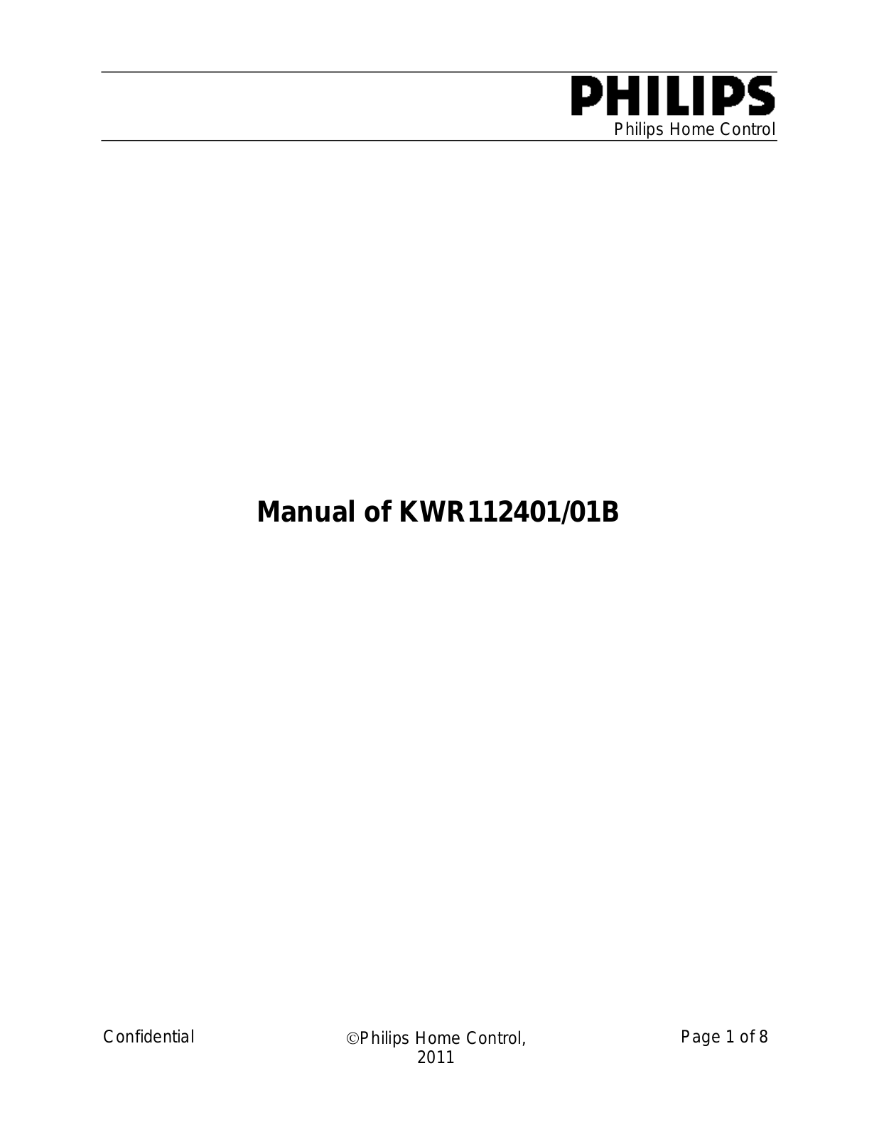 Philips KWR112401A User Manual