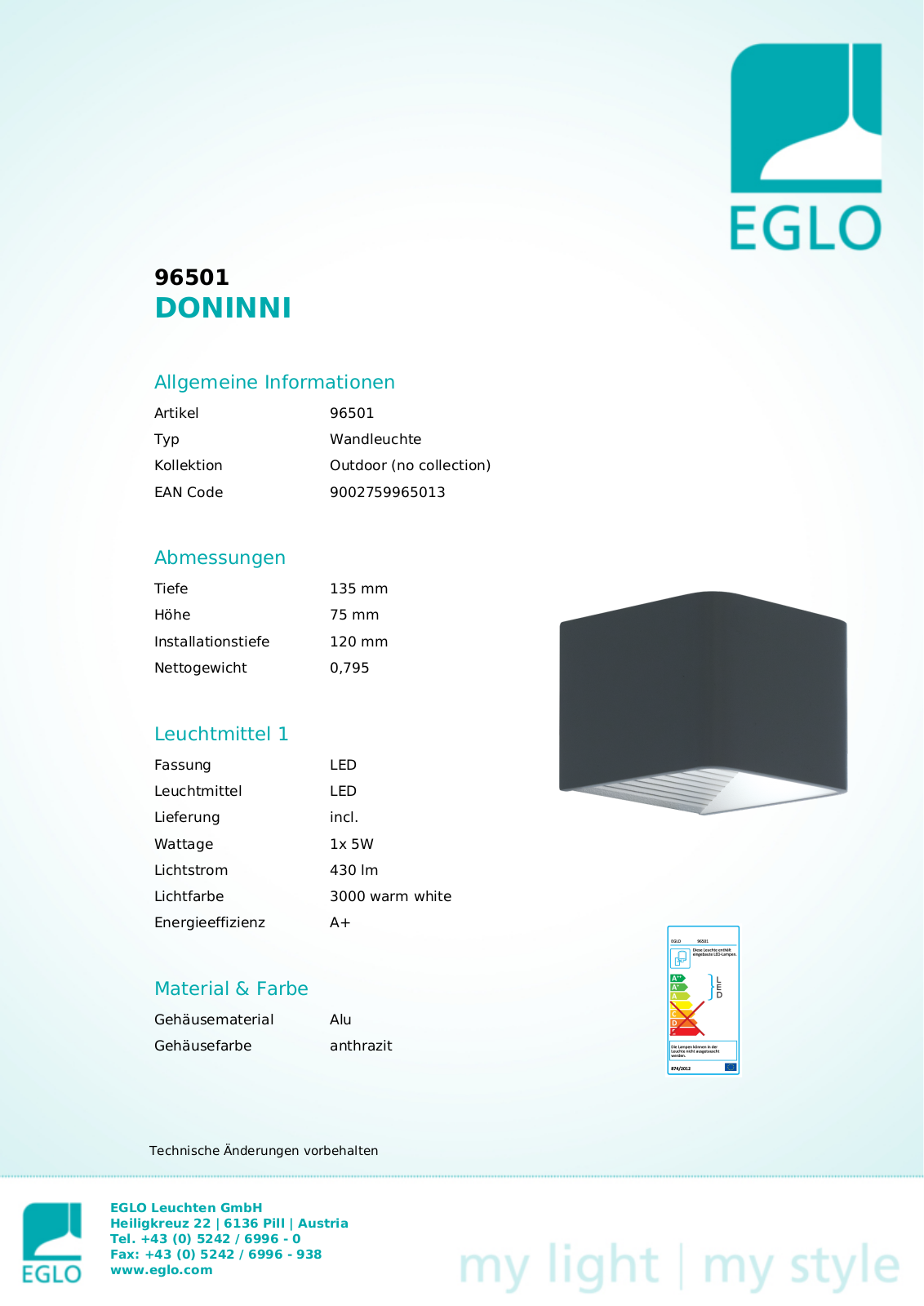 Eglo 96501 Service Manual