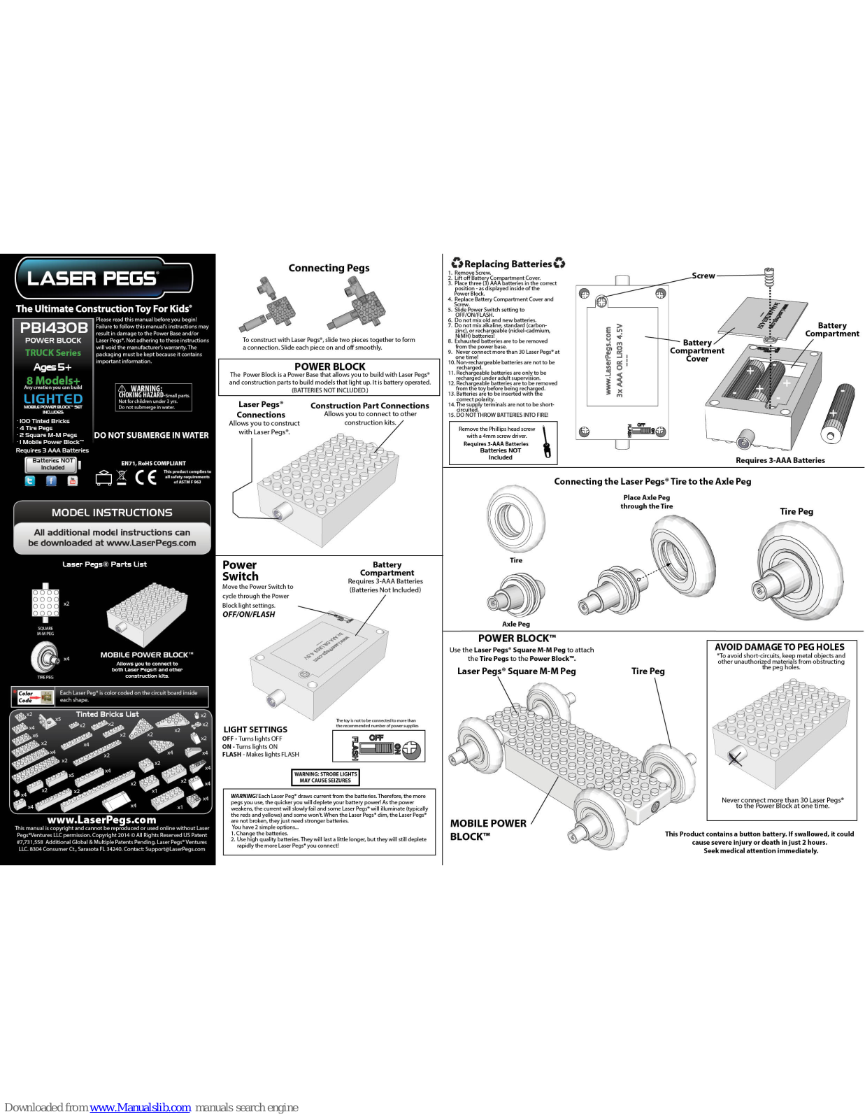 Laser Pegs PB1430B Power Block Model Instructions