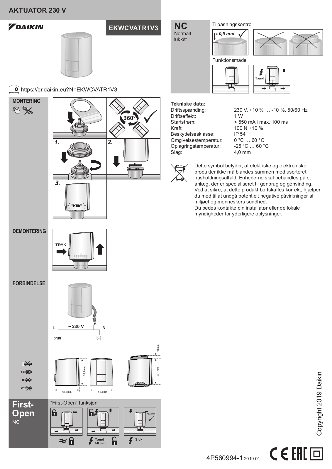 Daikin EKWCVATR1V3 Operation manuals