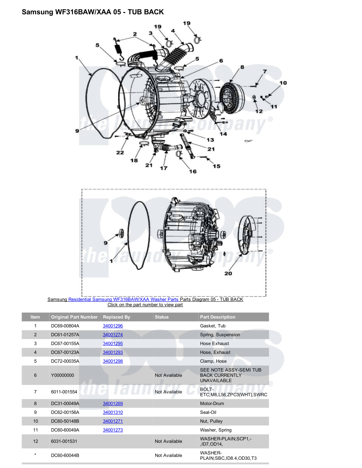 Samsung WF316BAW/XAA Parts Diagram