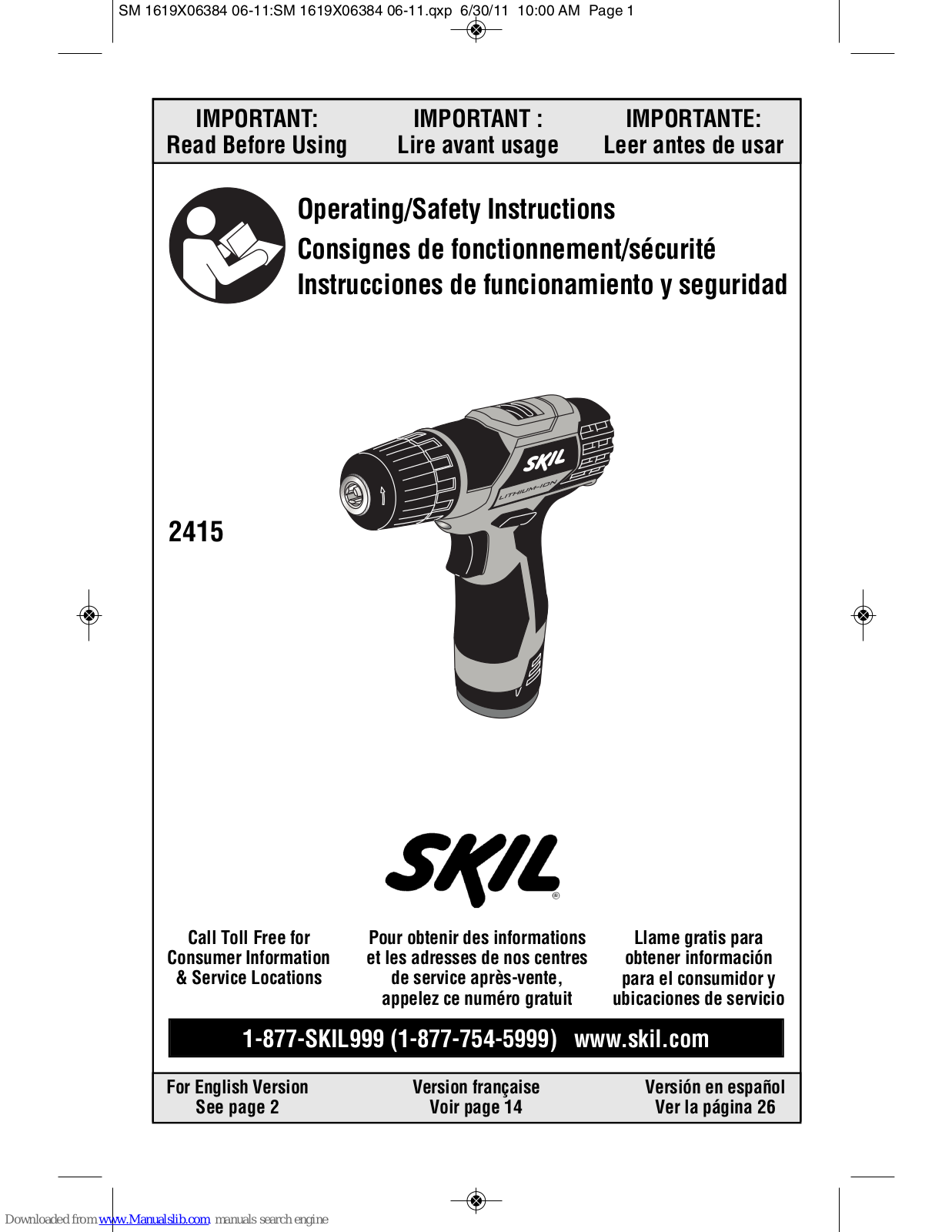 Skil 2415 Operating/safety Instructions Manual