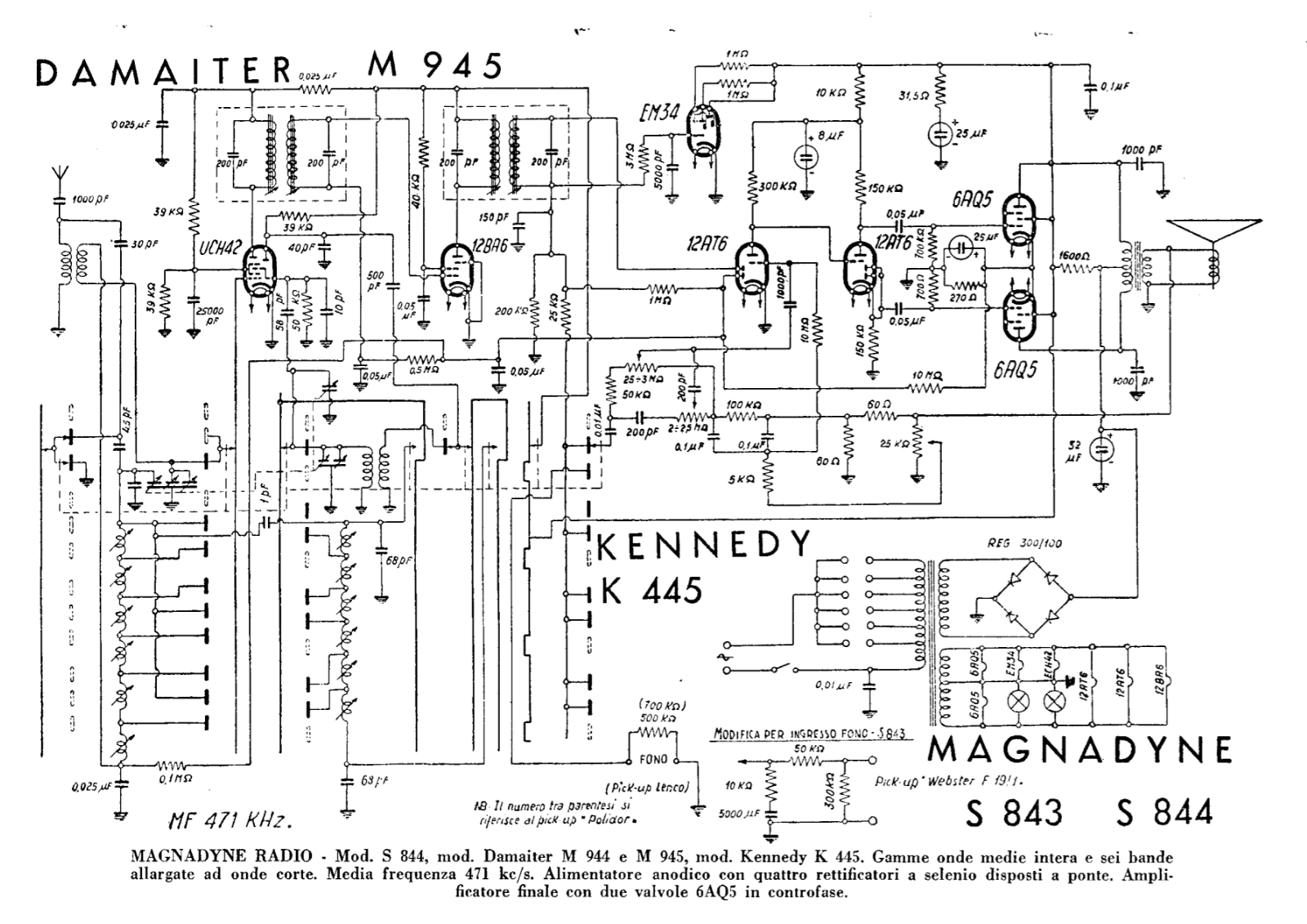 Kennedy k445, s843, s844 schematic