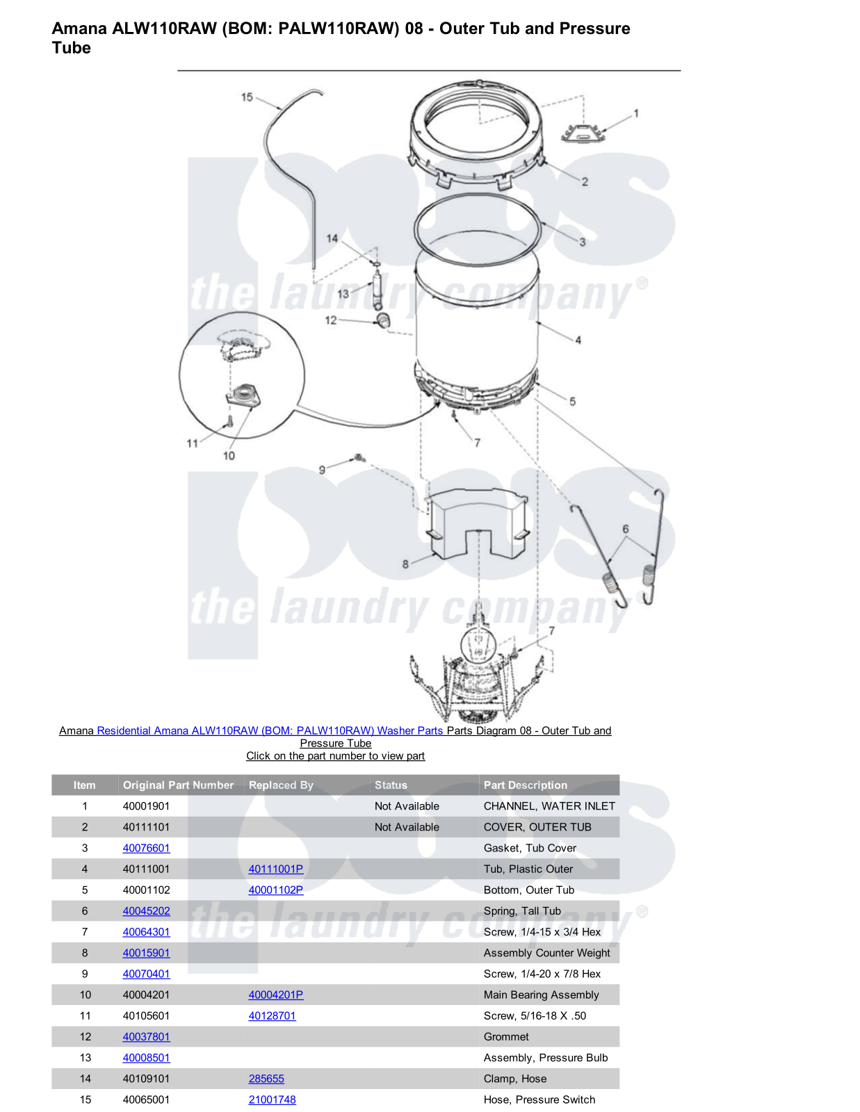 Amana ALW110RAW Parts Diagram