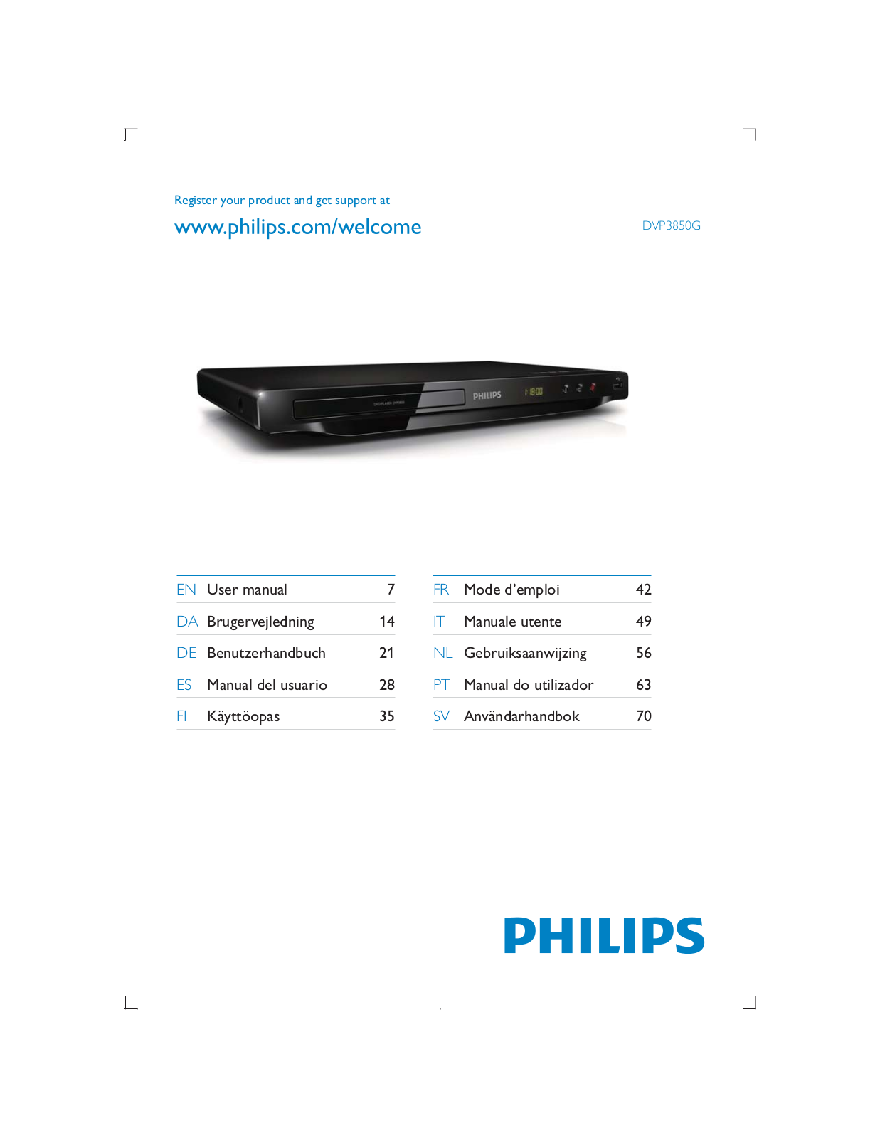 PHILIPS DVP3850G User Manual