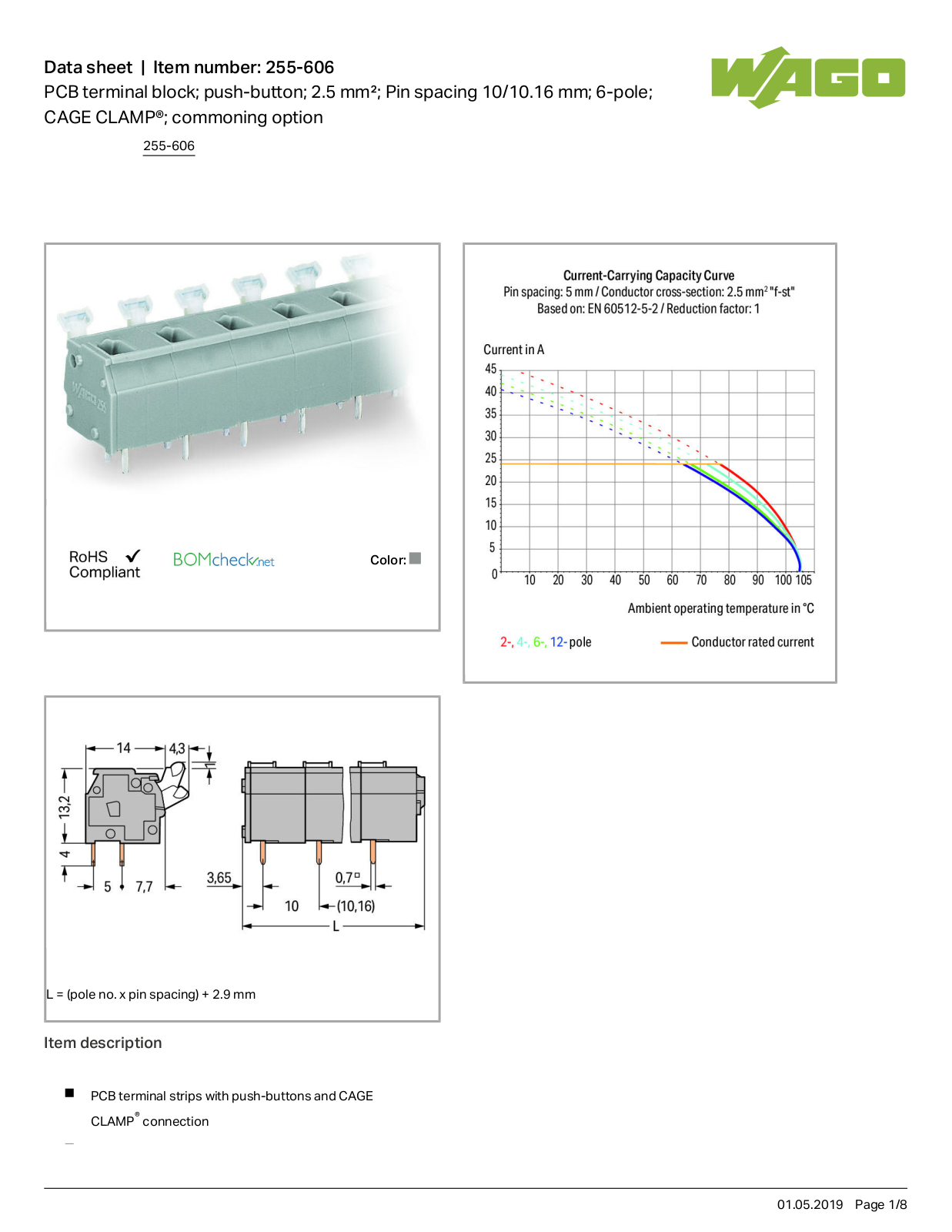 Wago 255-606 Data Sheet