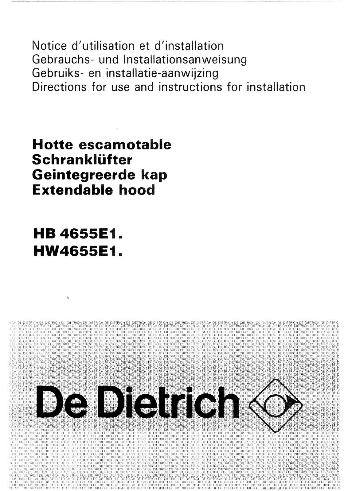 De dietrich HB4655E1, HW4655E1 User Manual