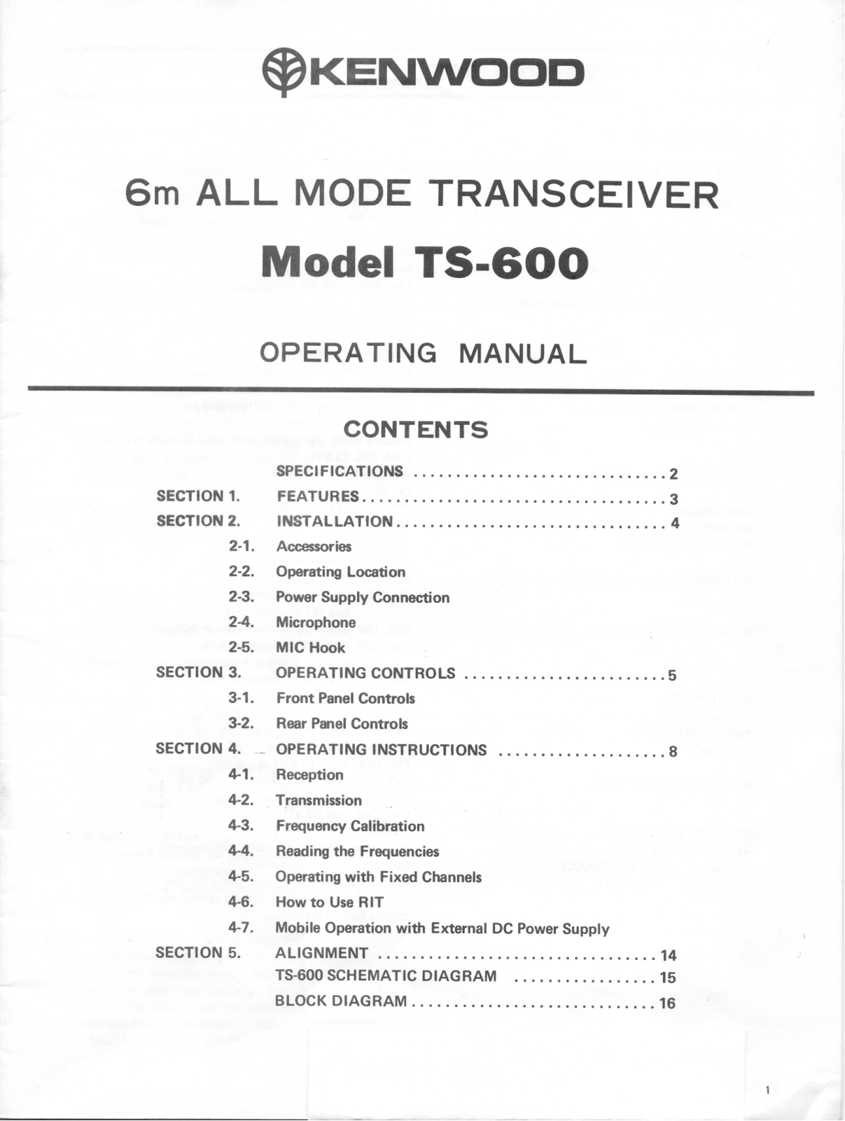 Kenwood TS-600 Owner's Manual