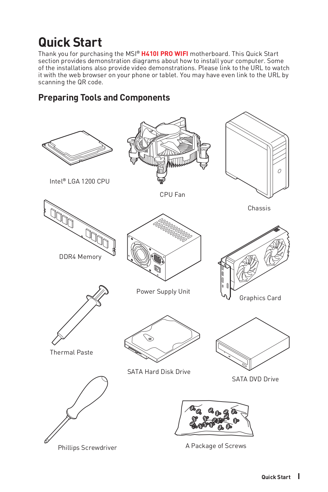 MSI H410I Pro WIFI operation manual