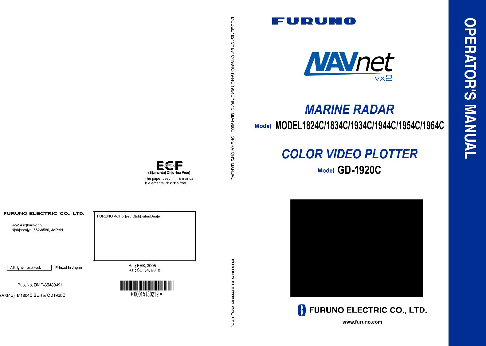 Furuno 1954c, 1834c, 1934c, 1964c User Manual