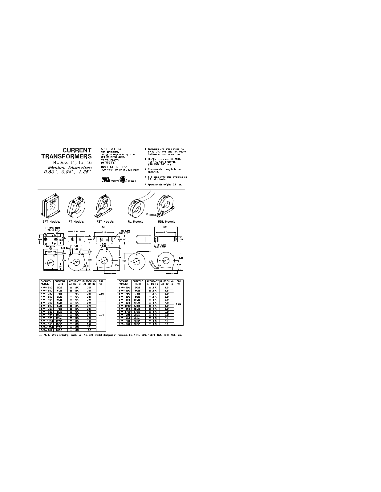 Crompton Instruments 14, 15, 16 Data Sheet