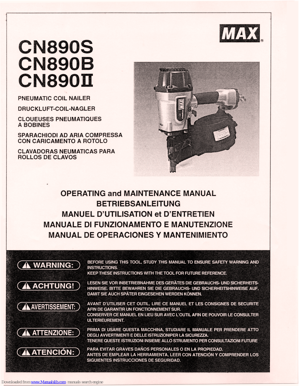 Max CN890S, CN890II, CN890B Maintenance Manual