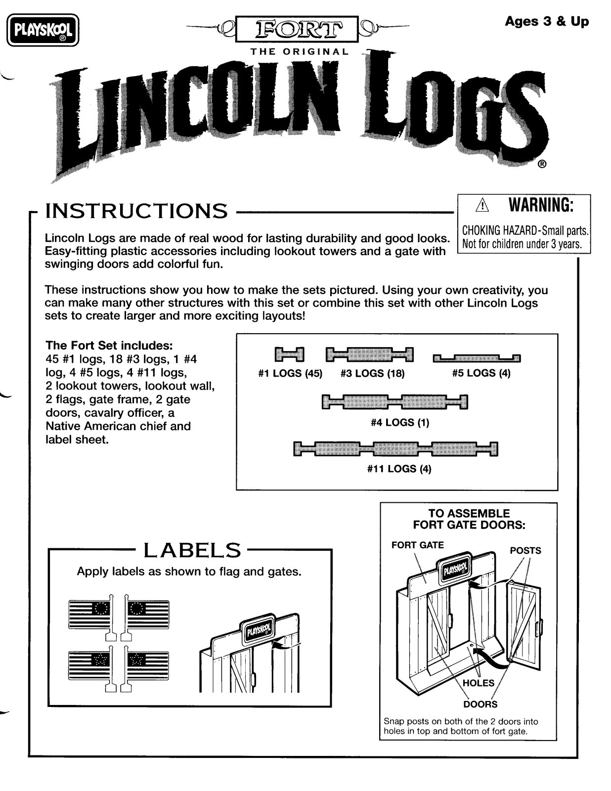 Hasbro LINCOLN LOGS FORT ORIGINAL User Manual