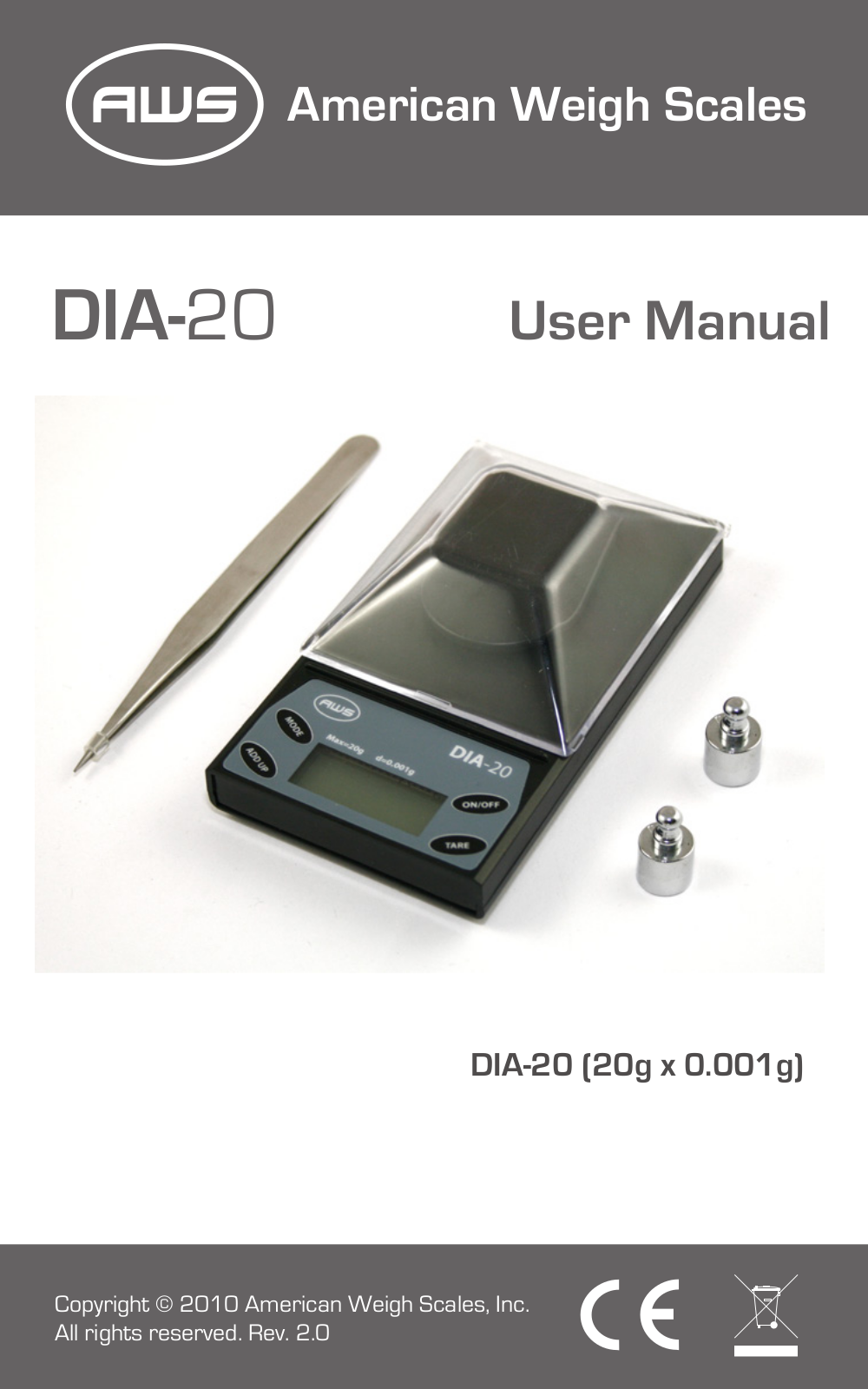 American Weigh Scales (AWS) DIA-20 User Manual