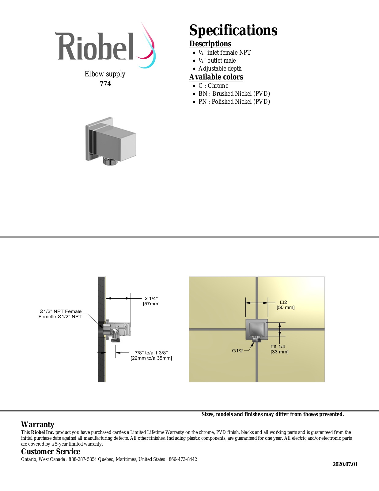 Riobel 774BN Specifications - ManualMachine.com