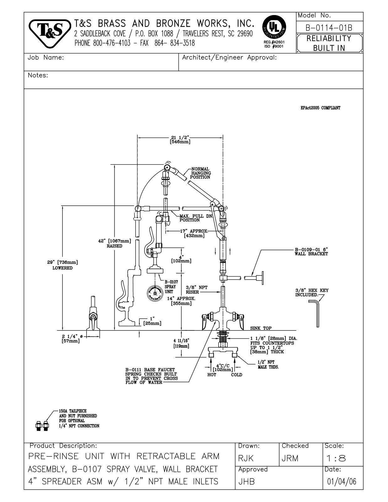 T & S Brass & Bronze Works B-0114-01B General Manual