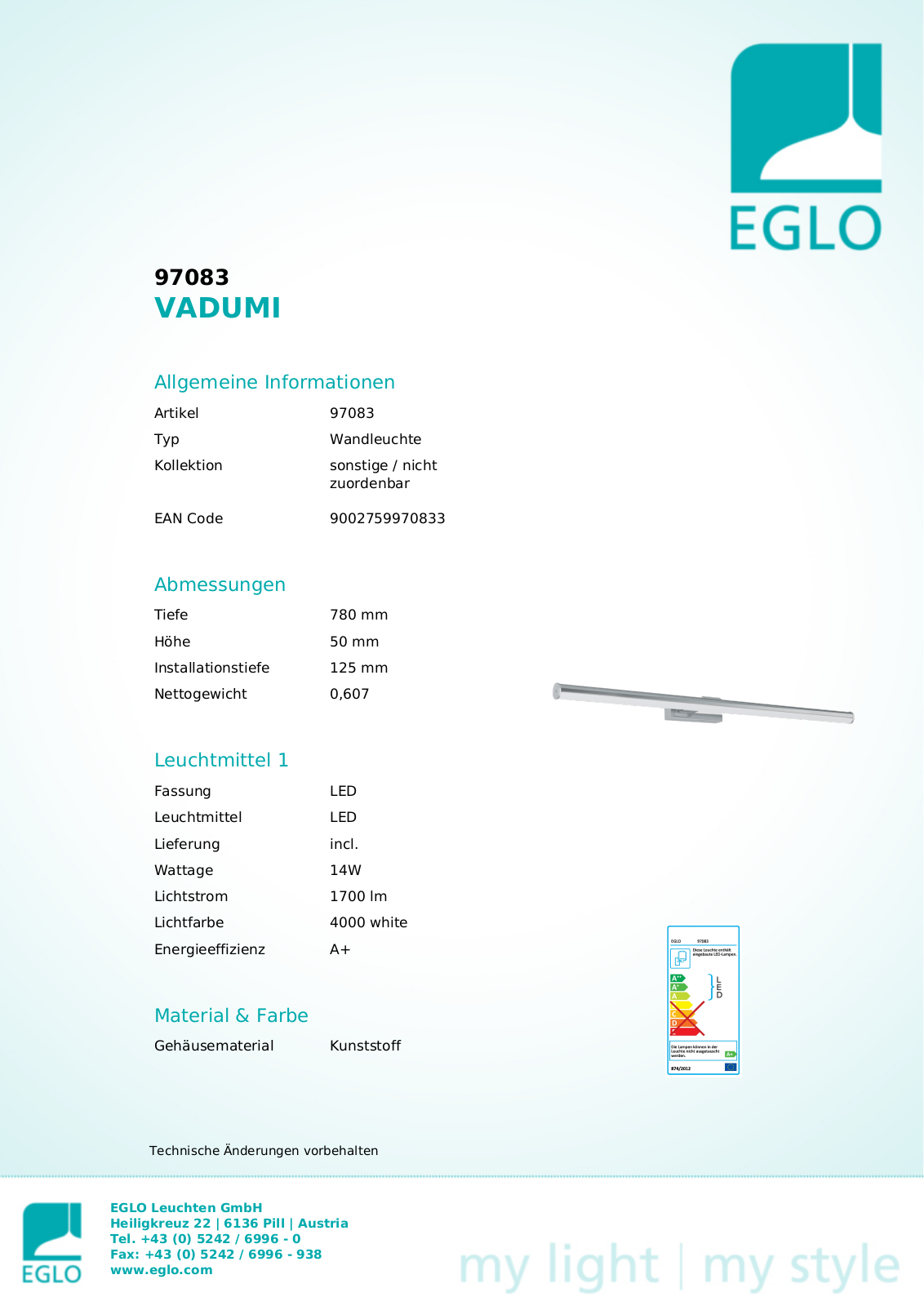 Eglo 97083 Service Manual