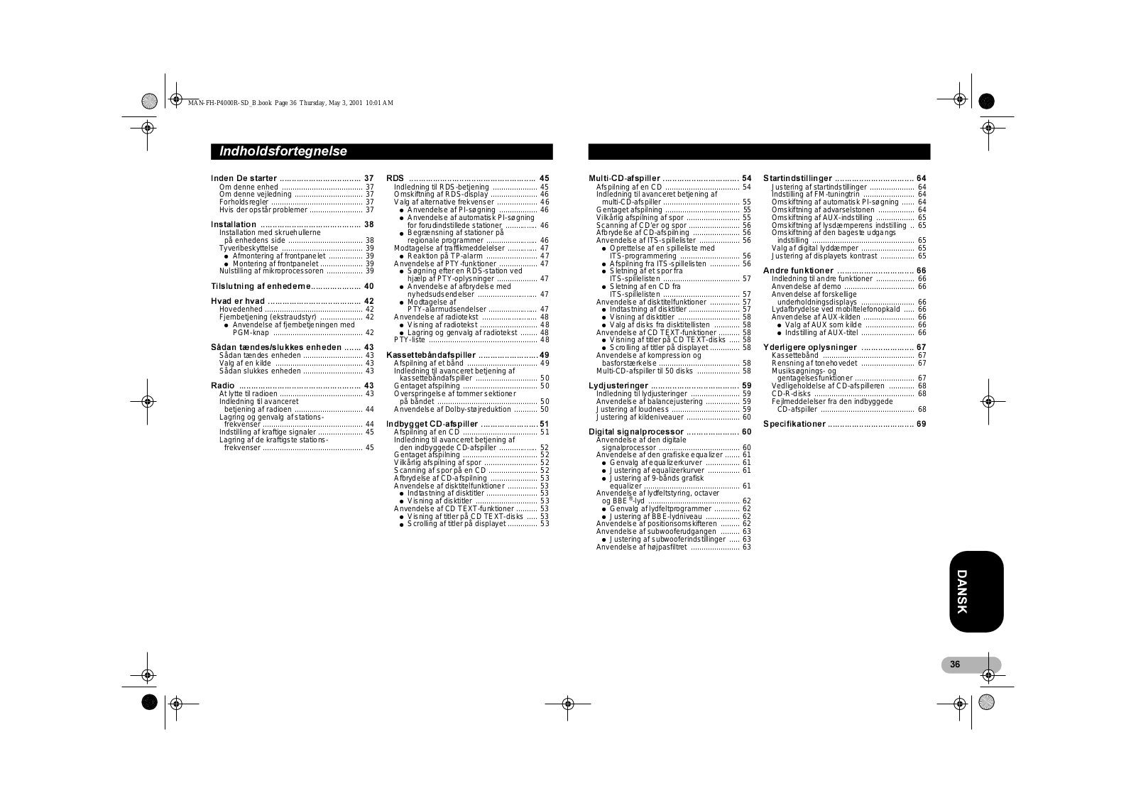 Pioneer FH-P4000R User Manual