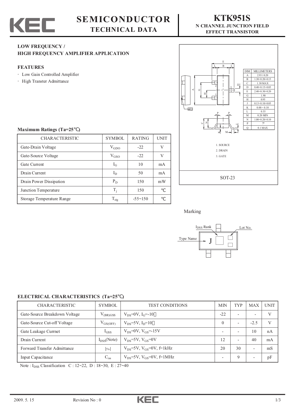 Datasheet ktk951s Datasheet - ManualMachine.com
