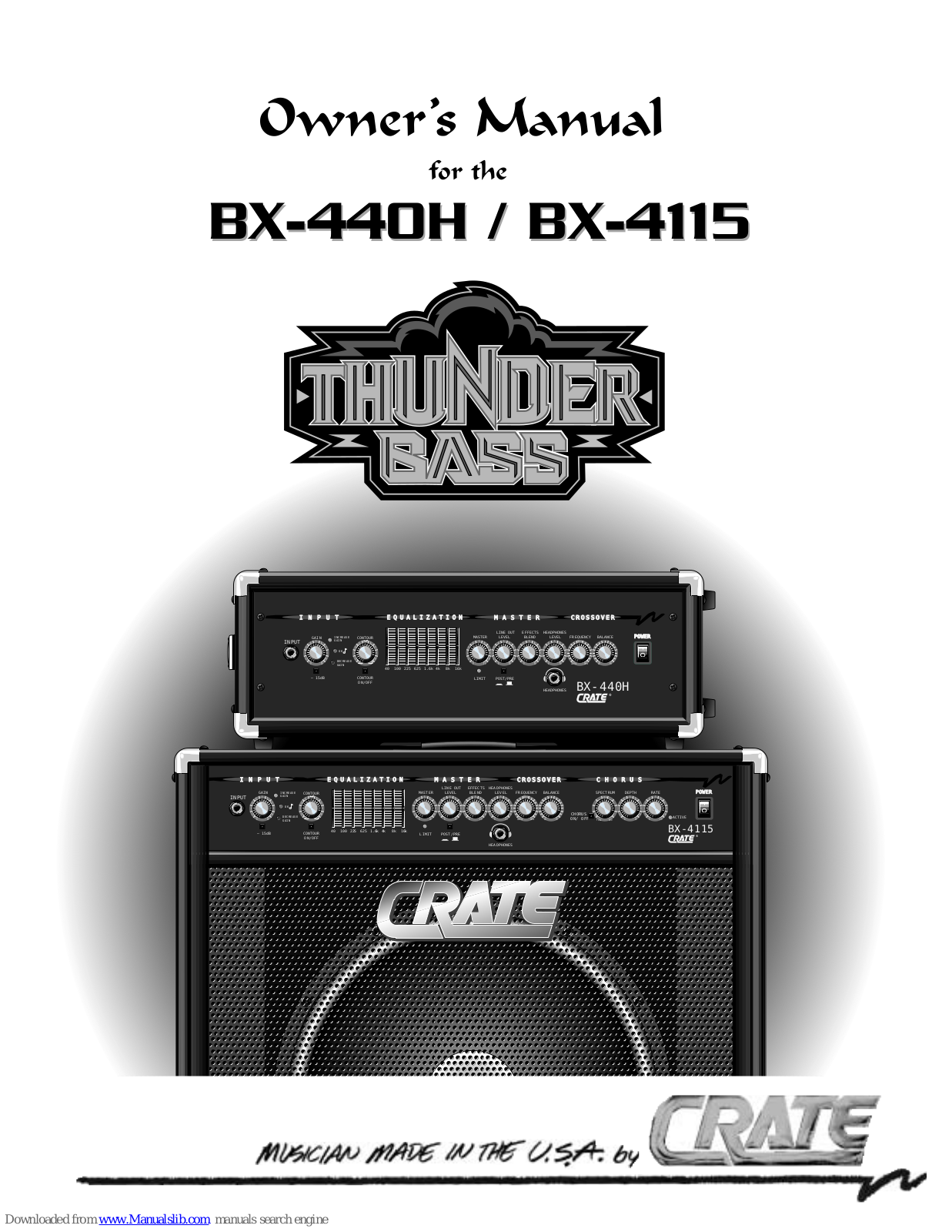 Crate ThunderBass BX-4115, ThunderBass BX-440H Owner's Manual