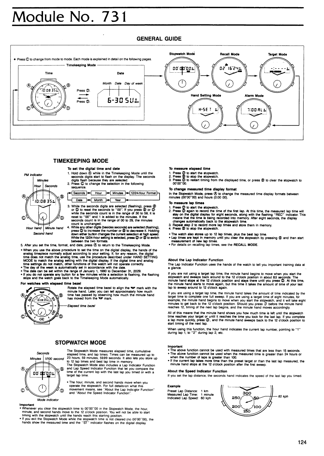 CASIO QW-731 User Manual