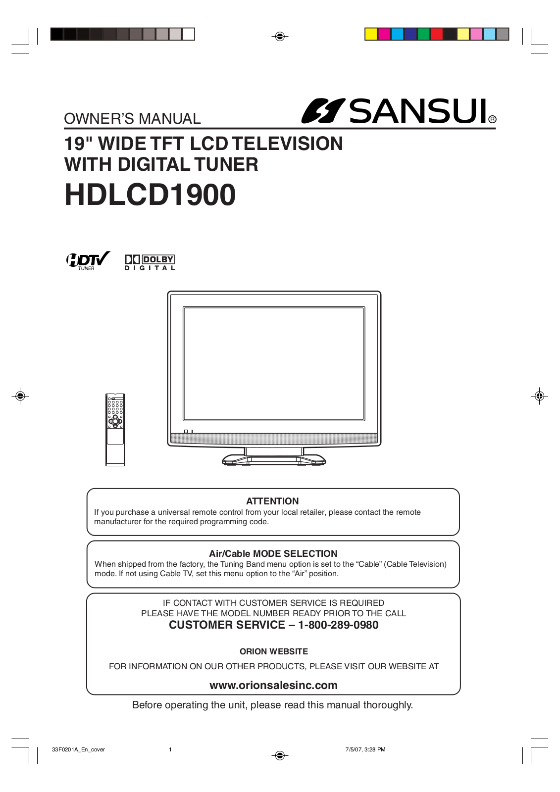 Sansui HDLCD1900 User Manual