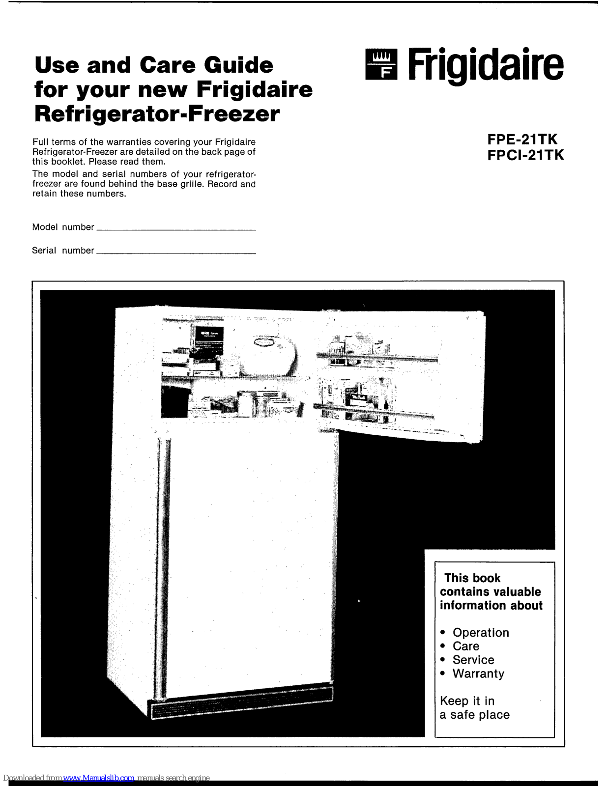 Frigidaire FPCI-21TK Use And Care Manual